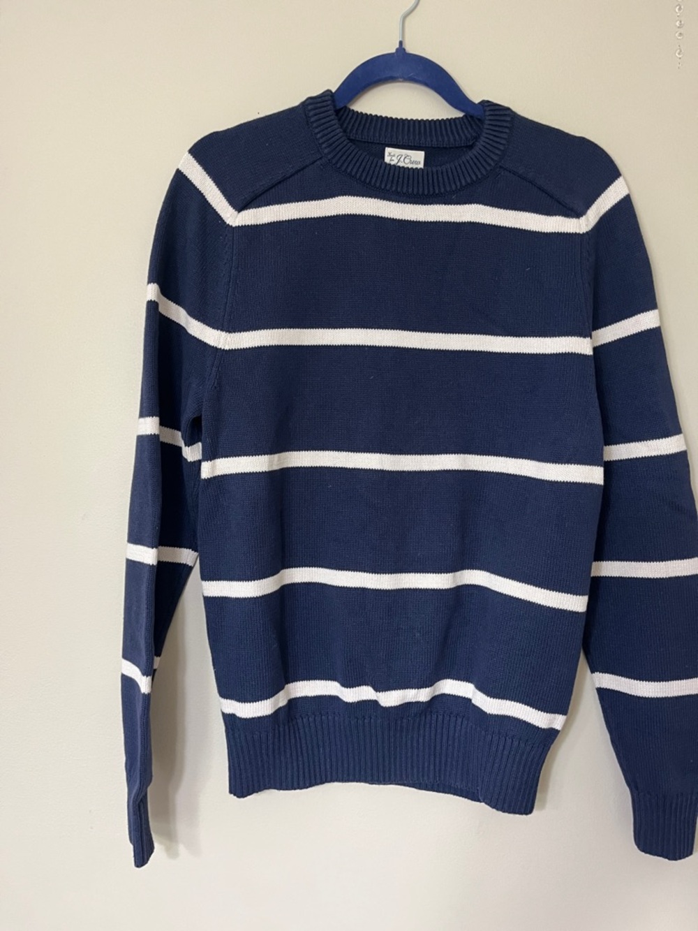 Classic Navy & White Stripe Crewneck Sweater - Men